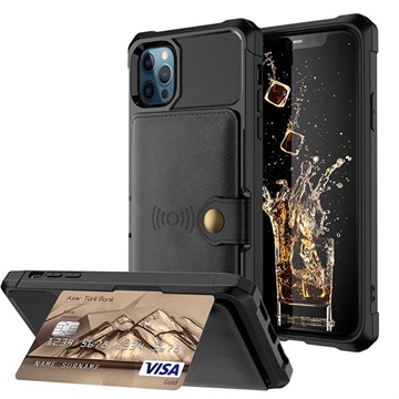 Capa de TPU para iPhone 12 Pro Max com Suporte para Cartão - Preto