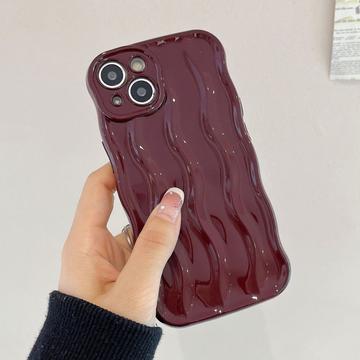 Capa Ondulada Linear 3D para iPhone 13 - Vermelho vinho
