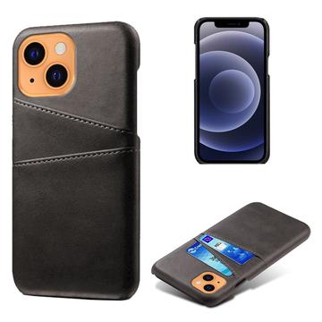 Capa de Plástico Revestida KSQ para iPhone 13 com Compartimentos para Cartões - Preto
