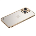 Protecção Lateral em Metal com Traseira em Vidro Temperado para iPhone 13 - Dourado