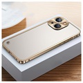 Protecção Lateral em Metal com Traseira em Vidro Temperado para iPhone 13 - Dourado