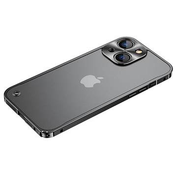 Protecção Lateral em Metal com Traseira em Vidro Temperado para iPhone 13 Mini - Preto