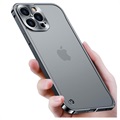 Protecção Lateral em Metal com Traseira em Vidro Temperado para iPhone 13 Pro Max - Preto