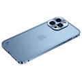 Protecção Lateral em Metal com Traseira em Vidro Temperado para iPhone 13 Pro Max - Azul