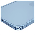 Protecção Lateral em Metal com Traseira em Vidro Temperado para iPhone 13 Pro Max - Azul
