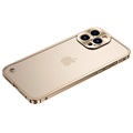 Protecção Lateral em Metal com Traseira em Vidro Temperado para iPhone 13 Pro Max - Dourado