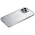 Protecção Lateral em Metal com Traseira em Vidro Temperado para iPhone 13 Pro Max - Prateado