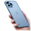 Protecção Lateral em Metal com Traseira em Vidro Temperado para iPhone 13 Pro - Azul