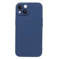 Capa de silicone para iPhone 13 com protetor de câmara - Compatível com MagSafe - Azul escuro