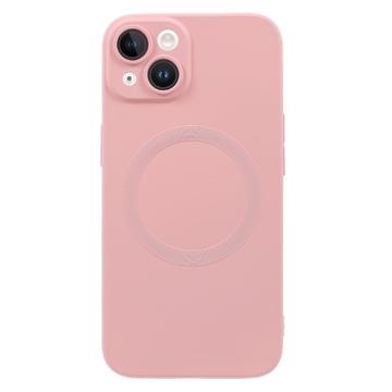Capa de silicone para iPhone 13 com protetor de câmara - Compatível com MagSafe - Rosa