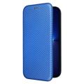 Bolsa Tipo Flip para iPhone 14 Max - Fibra de Carbono - Azul
