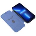 Bolsa Tipo Flip para iPhone 14 Max - Fibra de Carbono - Azul