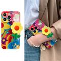 Capa TPU para iPhone 14 Pro Flower com bracelete - Colorida
