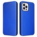 Bolsa Flip para iPhone 14 Pro Max - Fibra de Carbono - Azul