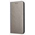 Bolsa Tipo Carteira para iPhone 14 Pro Max - Fibra de Carbono - Cinzento