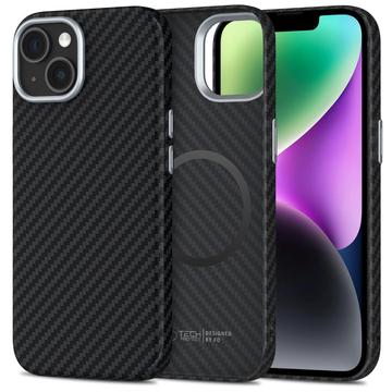 Capa plástica Tech-Protect Ion Carbon para iPhone 14 - Compatível com MagSafe - Preto / Prata