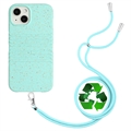Capa Biodegradável String Series para iPhone 14 com Alça - Azul Celeste