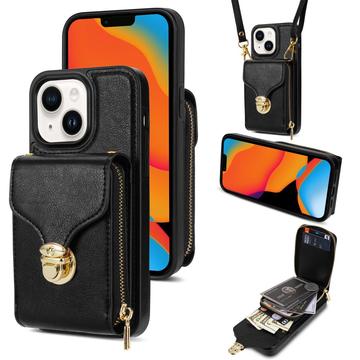 Capa multifunções para iPhone 15 com carteira e correia