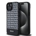 Capa para iPhone 15 DKNY Repeat Pattern Bottom Stripe - Compatível com MagSafe - Preto