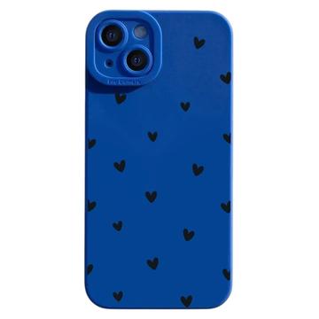 Capa TPU fina com padrão de coração para iPhone 15 - Azul / Preto