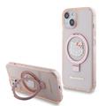 Capa MagSafe para iPhone 15 Hello Kitty IML Ringstand Glitter - Rosa