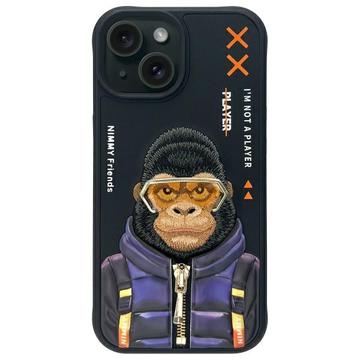 Capa Macaco para iPhone 15 Nimmy Friends Cool&Cute 2.0 - Preto