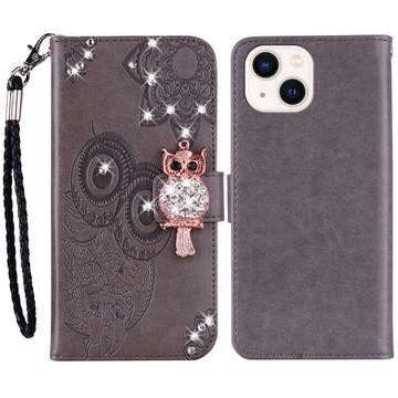 Capa para carteira iPhone 15 Owl Rhinestone
