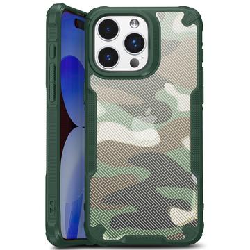 Capa Híbrida Antichoques para iPhone 15 Plus - Camuflagem - Verde