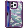 Capa Híbrida Antichoques para iPhone 15 Plus - Camuflagem - Púrpura