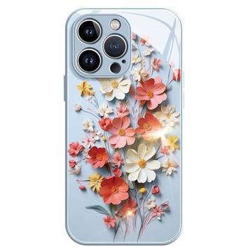 Capa híbrida para iPhone 15 Pro Buquê de flores - Azul