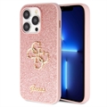 Capa Guess Fixed Glitter 4G Metal Logo para iPhone 15 Pro - Cor-de-Rosa