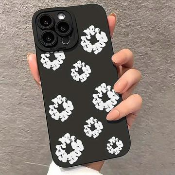 Capa TPU para iPhone 15 Pro Max com coroa de algodão - Preto