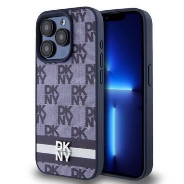 Capa para iPhone 15 Pro Max DKNY Padrão xadrez e listra - Azul