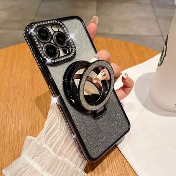 Capa híbrida magnética Glam para iPhone 15 Pro Max com espelho - Preto