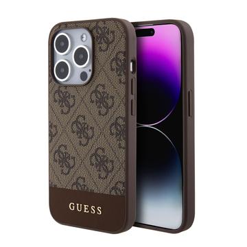 Capa para iPhone 15 Pro Max Guess 4G Stripe - Compatível com MagSafe - Castanho