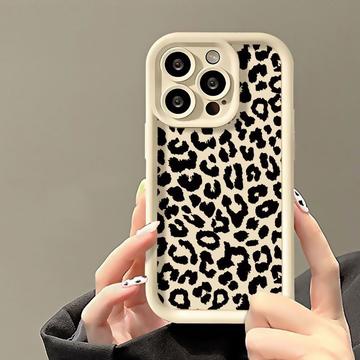 Capa TPU com impressão de leopardo para iPhone 15 Pro Max - Branco