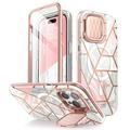 Capa híbrida para iPhone 15 Pro Max Supcase Cosmo Mag - Mármore cor-de-rosa