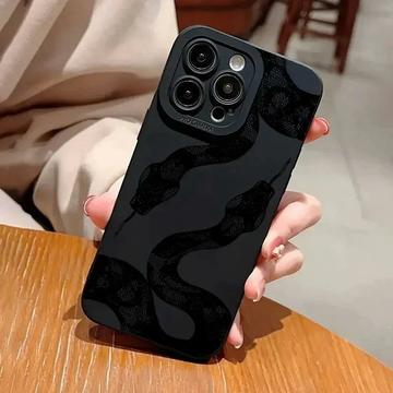Capa em TPU com padrão de cobra para iPhone 15 Pro - Preto