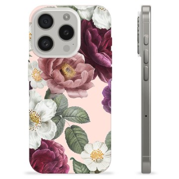 Capa de TPU - iPhone 15 Pro - Flores Românticas