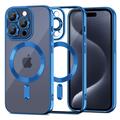 Capa MagShine para iPhone 15 Pro Tech-Protect - Compatível com MagSafe - Transparente / Azul escuro