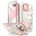 iPhone 15 Capa híbrida Supcase Cosmo Mag - Mármore cor-de-rosa