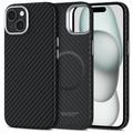 Capa plástica Tech-Protect Ion Carbon para iPhone 15 - Compatível com MagSafe - Preto / Prata