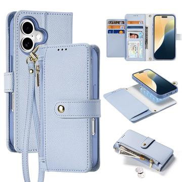 Capa de couro para carteira Dux Ducis Lawa com tampa magnética amovível para iPhone 16 - Azul bebé