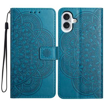 Bolsa tipo Carteira Mandala Series para iPhone 16 - Azul