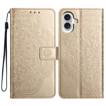 Bolsa tipo Carteira Mandala Series para iPhone 16 - Dourado