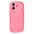 Capa TPU Candy Color Wavy para iPhone 16 Plus - Cor-de-Rosa Forte