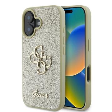 Capa Guess Fixed Glitter 4G Metal Logo para iPhone 16 Plus - Dourado