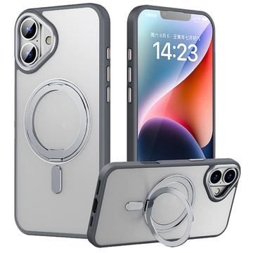 Capa híbrida com suporte magnético para iPhone 16 Plus - Cinzento