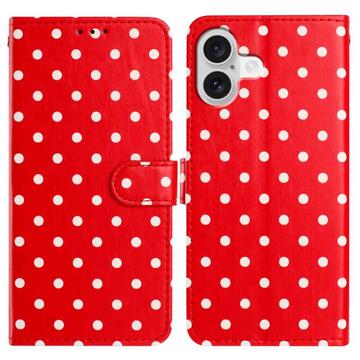 Capa para carteira com padrão de bolinhas para iPhone 16 - Vermelho
