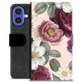 Bolsa tipo Carteira - iPhone 16 - Flores Românticas